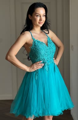 Rochie de ocazie verde turcoaz 3