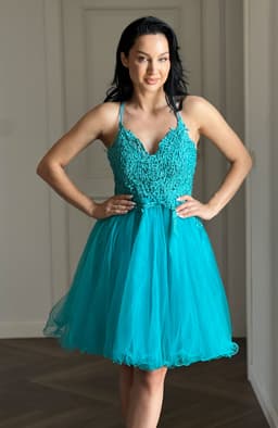 Rochie de ocazie verde turcoaz 7