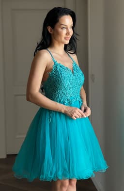 Rochie de ocazie verde turcoaz 5