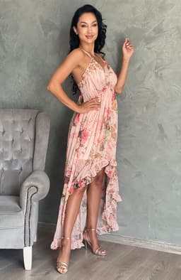Rochie de zi vaporoasa cu imprimeu floral 5