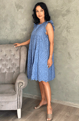 Rochie din bumbac albastra de vara 3