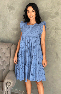 Rochie din bumbac albastra de vara 4