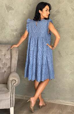 Rochie din bumbac albastra de vara 5