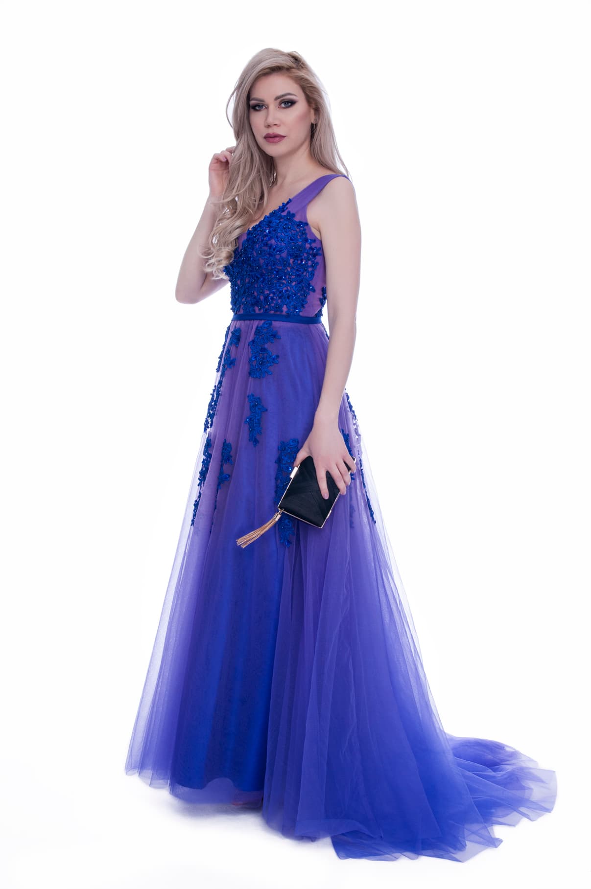 Rochie din dantela si tul lunga in degrade