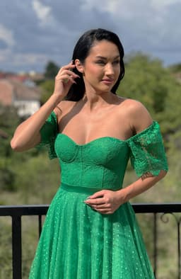 Rochie din tull si dantela midi 7