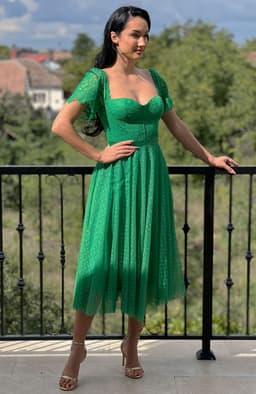 Rochie din tull si dantela midi 6