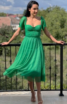 Rochie din tull si dantela midi 1