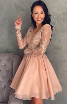 Rochie eleganta de ocazie din dantela si voal 3