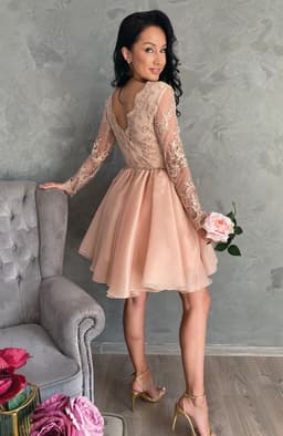 Rochie eleganta de ocazie din dantela si voal 6