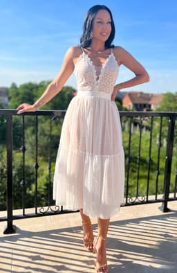 Rochie eleganta din dantela si tull 5