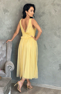 Rochie eleganta galbena din tull 5