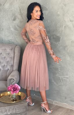 Rochie eleganta midi din dantela si tul 4