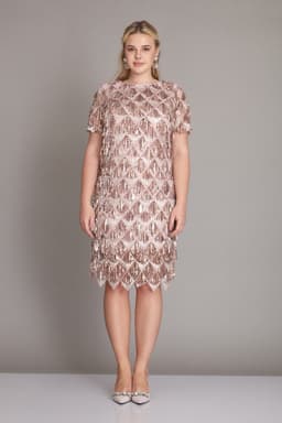 Rochie eleganta paiete midi roz prafuit 3