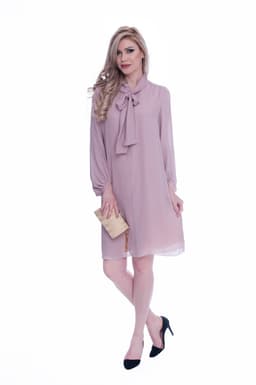 Rochie eleganta roz prafuit cu funda 3