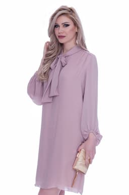 Rochie eleganta roz prafuit cu funda 2