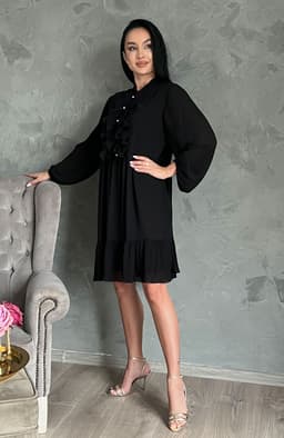 Rochie neagra plisata 3