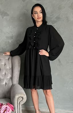 Rochie neagra plisata 4