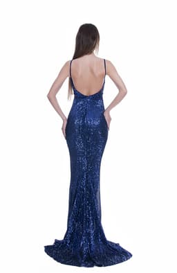 Rochie paiete lunga albastra 5