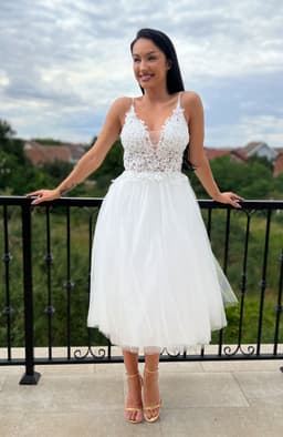 Rochie pentru cununie alba midi 1