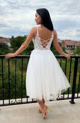 Rochie pentru cununie alba midi 4