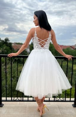 Rochie pentru cununie alba midi 6