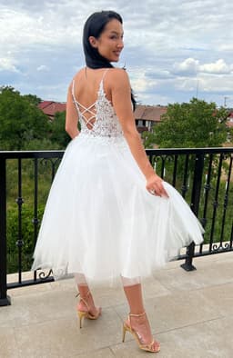 Rochie pentru cununie alba midi 7