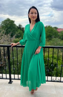 Rochie plisata eleganta cu maneci lungi 5