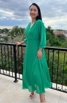 Rochie plisata eleganta cu maneci lungi 7