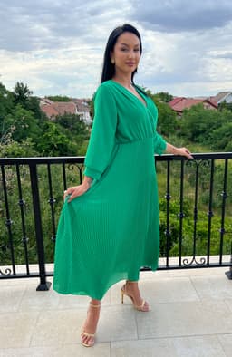 Rochie plisata eleganta cu maneci lungi 6
