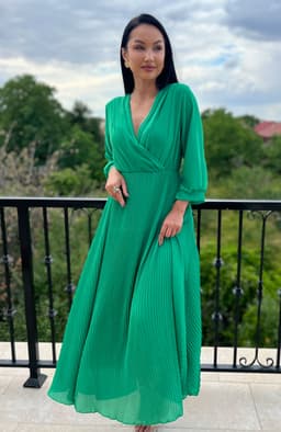 Rochie plisata eleganta cu maneci lungi 1