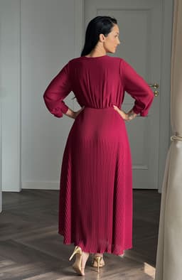 Rochie plisata lunga burgund 5