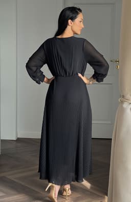 Rochie plisata eleganta lunga neagra 3