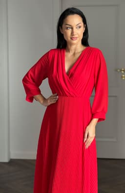 Rochie plisata eleganta lunga rosie 3