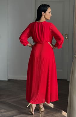 Rochie plisata eleganta lunga rosie 4