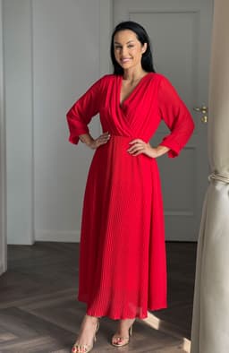 Rochie plisata eleganta lunga rosie 5