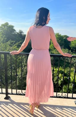 Rochie plisata eleganta lunga roz 4