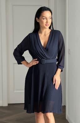 Rochie plisata eleganta midi cu curea 3