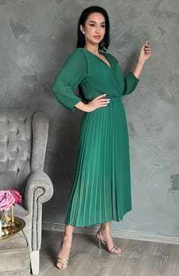 Rochie plisata eleganta verde 3