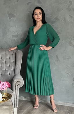 Rochie plisata eleganta verde 4