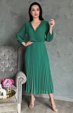 Rochie plisata eleganta verde 1