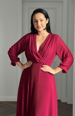 Rochie plisata lunga burgund 3