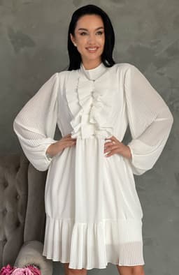 Rochie plisata midi alba 3