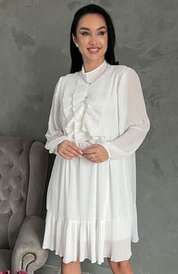 Rochie plisata midi alba 4