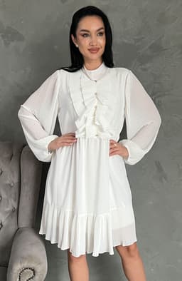 Rochie plisata midi alba 2