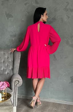 Rochie plisata midi fucsia 6