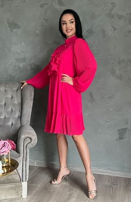 Rochie plisata midi fucsia 4