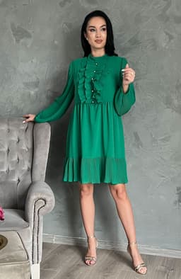 Rochie plisata midi verde 2