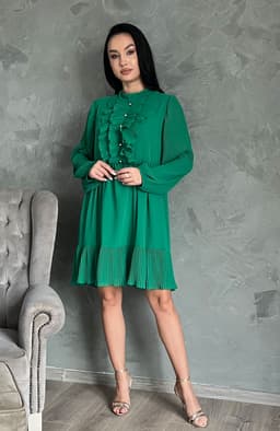 Rochie plisata midi verde 5