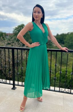 Rochie plisata verde deschis 8