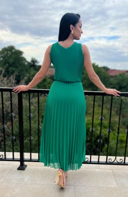Rochie plisata verde deschis 5